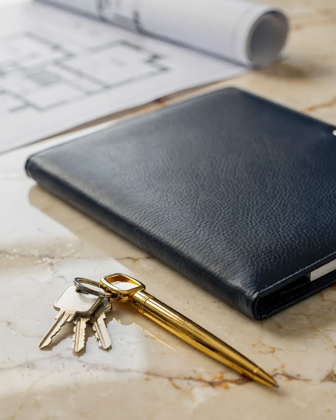 Llaves junto a documentos para la coordinación de una compra inmobiliaria